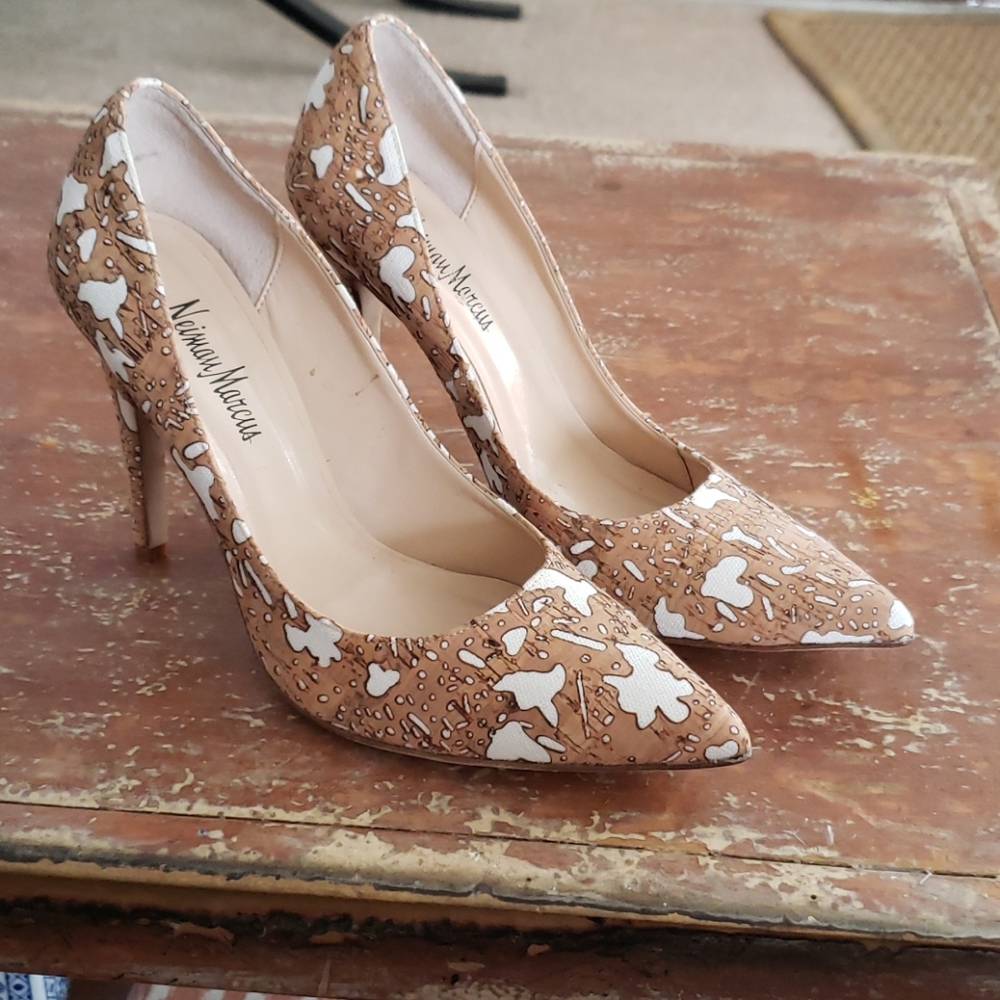 Neiman Marcus Fabulous Cork and Linen Pumps